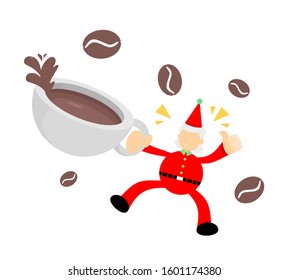 merry christmas santa claus and drink coffee beverage cartoon doodle flat design style vector illustration