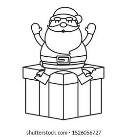 merry christmas santa claus in gift character vector illustration design
