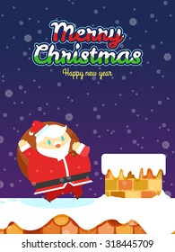 Merry Christmas with Santa Claus and happy new year card, vector illustration