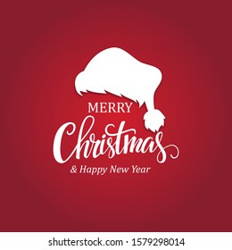 Merry Christmas Santa Claus hat on a red background