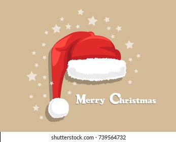 Merry Christmas Santa Claus hat isolated on background. Happy New Year and decoration element.vector illustration.