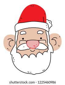 Merry Christmas Santa Claus Head Isolated White Background