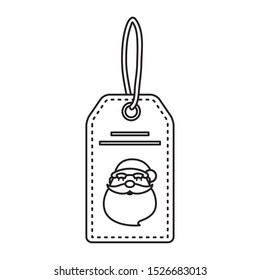 merry christmas santa claus head in tag character vector illustration design
