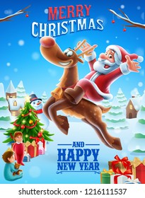 merry christmas santa claus illustration banner