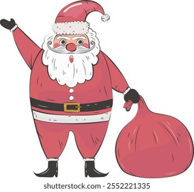 Merry Christmas Santa Claus Illustration Graphic Element Art Card