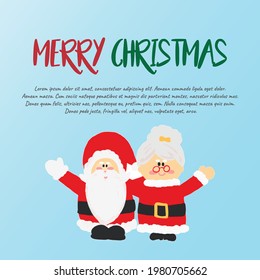 Merry Christmas with Santa Claus and lady. Vector. Illustration