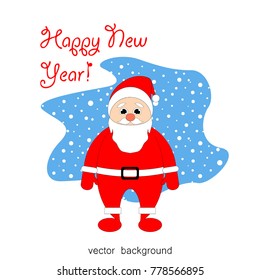 Merry Christmas. Santa Claus. New Year greeting card, gift, holiday, vector winter background.