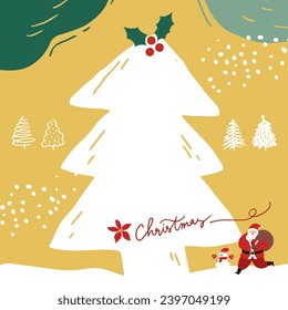 Merry Christmas Santa Claus note paper background vector illustration.
