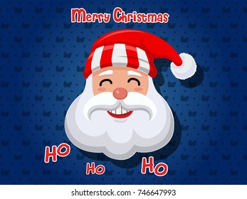 Merry Christmas Santa Claus on a color background. Happy New Year and decoration element. Vector illustration.
