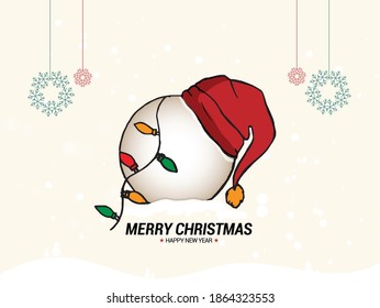 MERRY CHRISTMAS, Santa Claus with  christmas ornaments on the snow background