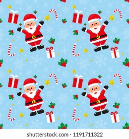 Merry Christmas Santa Claus Pattern Background, Vector Illustration.
