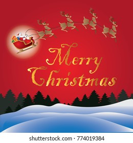 merry christmas with santa claus and red background