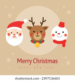 Merry Christmas and Santa Claus, Rudolf, Snowman