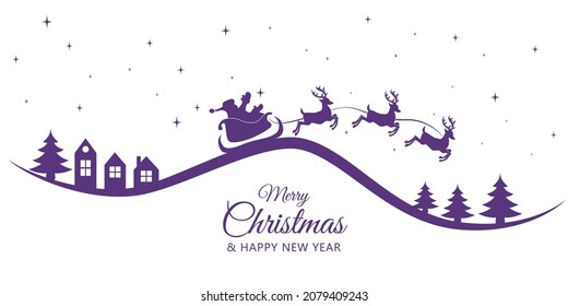 Merry Christmas with Santa Claus sleigh