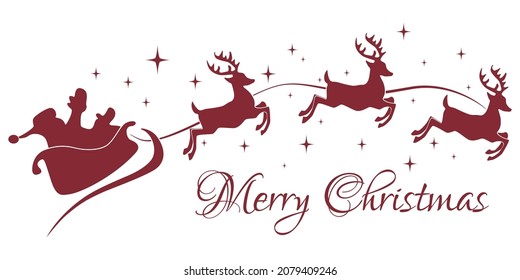Merry Christmas with Santa Claus sleigh