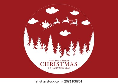 Merry Christmas with Santa Claus sleigh