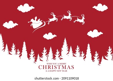 Merry Christmas with Santa Claus sleigh