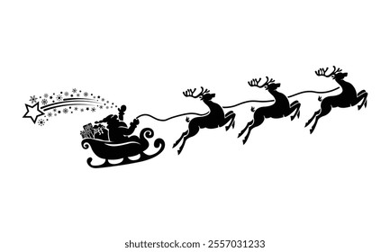 Merry Christmas Santa Claus, Sleigh and Reindeer