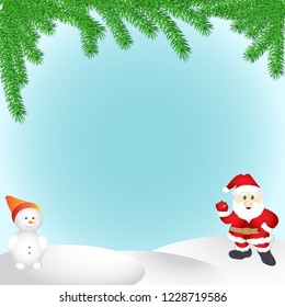 Merry Christmas, Santa claus in christmas snow scene, Christmas background.