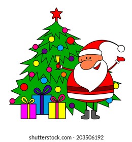 Merry Christmas - Santa Claus and Christmas tree 