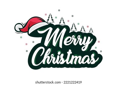 Merry Christmas with Santa Clause Hat and tress