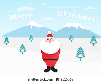 Merry Christmas with Santa clause standing in winter landscape ,vector illustration.