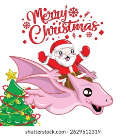Merry Christmas from  Santa and cute Pterodactyl!