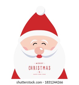 Merry Christmas santa cute smile cartoon vector isolated white background