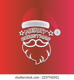 merry christmas santa face typography in vector with red background