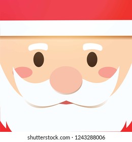 Merry Christmas Santa Face Vector in Flat Design