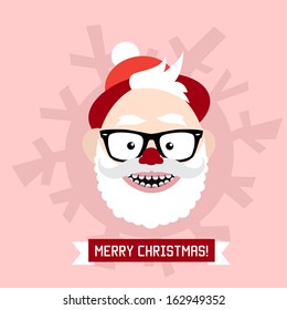 Merry Christmas and Santa hipster vintage card in vector