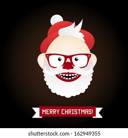 Merry Christmas and Santa hipster vintage card in vector