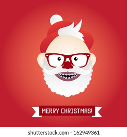 Merry Christmas and Santa hipster vintage card in vector