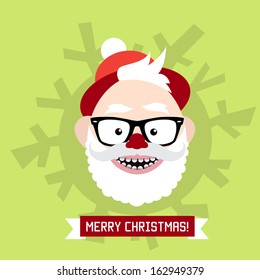 Merry Christmas and Santa hipster vintage card in vector