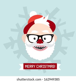 Merry Christmas and Santa hipster vintage card in vector