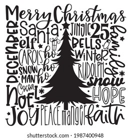 merry christmas santa jingle bells noel joy tree logo inspirational positive quotes, motivational, typography, lettering design