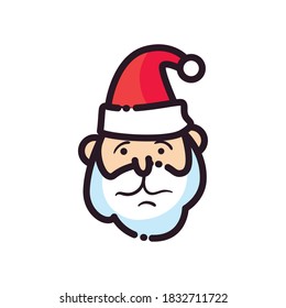 merry christmas santa line and fill style icon design, winter season and decoration theme Vector illustration