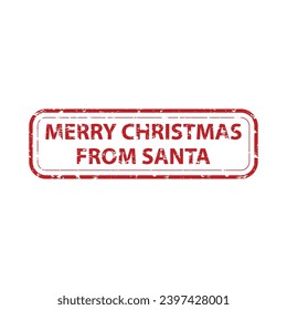 Merry christmas from santa rubber texture stamp. Illustration of merry rubber christmas, holiday postcard vector celebrate, delivery print realistic