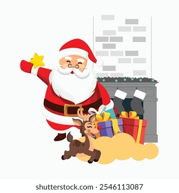 Merry Christmas santa and sleigh concept