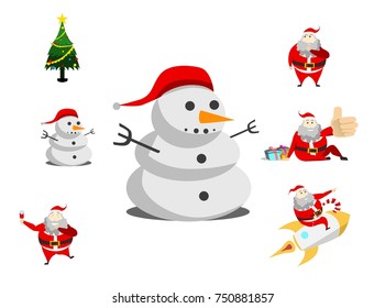Merry Christmas Santa Snow Man