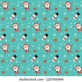 Merry Christmas. Santa and Snowman Pattern for Christmas Day.