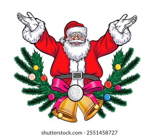 merry christmas santa and snowman reindeer elf with Christmas in pop art comic style
