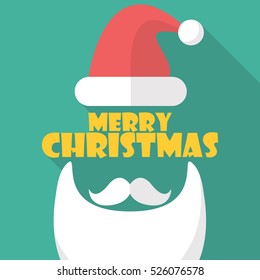 Merry Christmas with Santa symbol. Flat style with long shadow