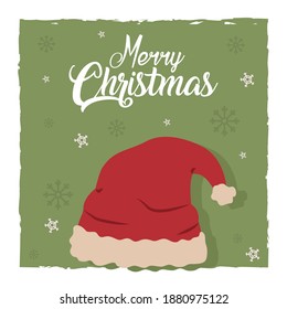 merry christmas santas hat with snowflakes design, winter season and decoration theme Vector illustration