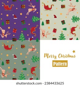 Merry Christmas - Santa's sleigh with reindeer and stars - merry christmas
