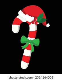 Merry Christmas Santa's Stick and hat vector 