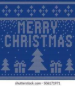 Merry Christmas Scandinavian style seamless knitted pattern.