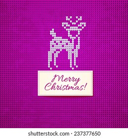 Merry Christmas Scandinavian style  vector knitted card