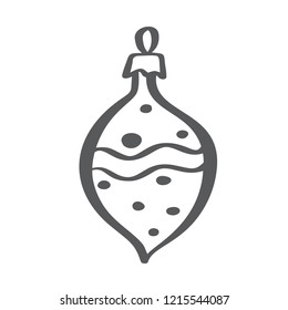 Merry Christmas scandinavian vector ball toy hanging. Tree decoration. Cute cartoon icon. Greeting card. Isolated on white background. Flat design. Handdraw illustration