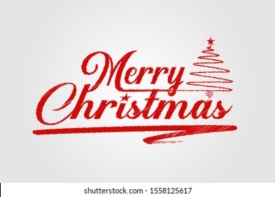 Merry Christmas scribble lettering art. typography hand drawn lettering design. Vector isolated on white background.